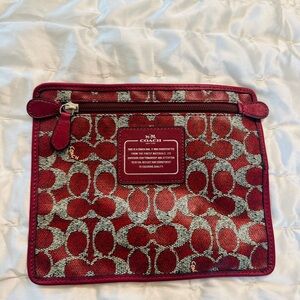 Coach Taxi Red and White Cosmetic Pouch